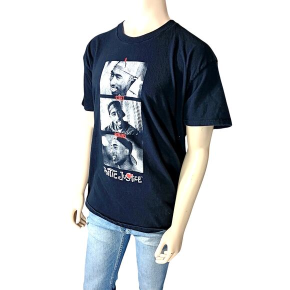 Poetic Justice Tupac Graphic Tee Size XL Black Short Sleeve Pullover Crewneck - Picture 2 of 5